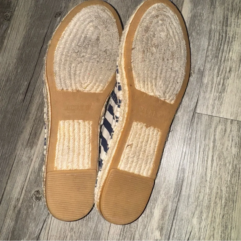 J. Crew Factory Navy and White Striped Espadrilles